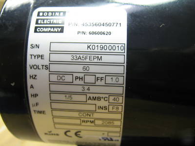 New brand bodine 33A series permanent magnet dc motor