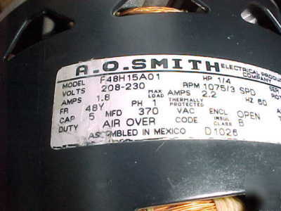 A. o. smith electric motor -- model-- F48H15A01-1/4HP