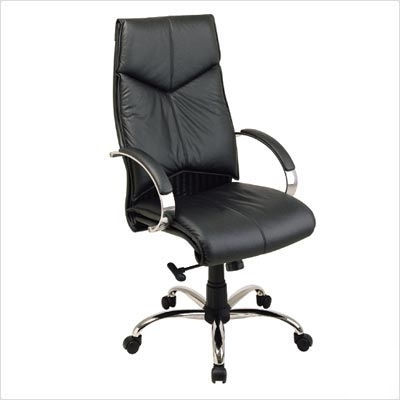 Deluxe high back exec leather chair padded chrome arms