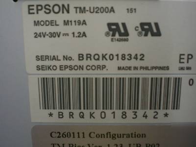 Epson tm-U200A receipt printer M119A