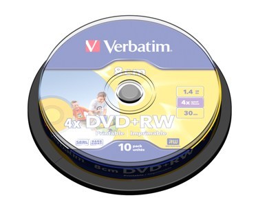 New verbatim dvd+rw 2X printable 8CM 10 pack spindle