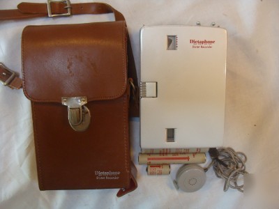 Vtg dictet recorder dictophone w/leather case & extras