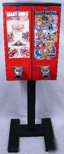 2 column sticker card vending machine red black stand
