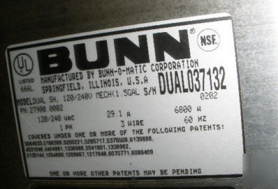 Bunn dual soft heat 27900.0002 no 