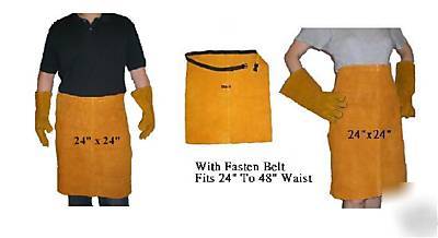 Welding leather waist apron with welding leather gloves