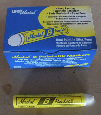 New 12 la-co markal b solid paintstik marker white