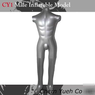 CY1 male mannequin dress form inflatable model silver 
