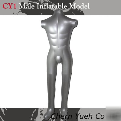 CY1 male mannequin dress form inflatable model silver 