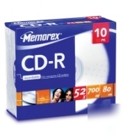 Memorex cd-r 80 slim jc 10 pack 827520-10C