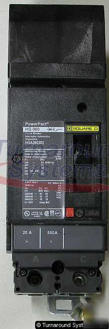 New square d HGA260202 circuit breaker, 20 amp, i-line, 