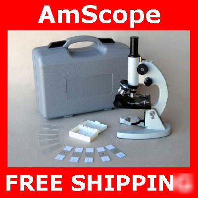 40X-640X monocular student microscope + box + slide kit