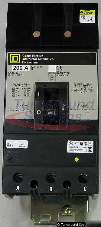 New square d KA36200 circuit breakers, 200 amp, i-line, 