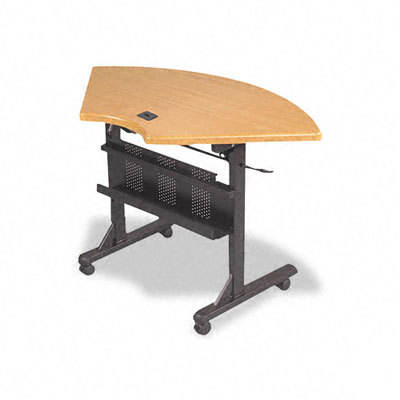 Balt inc.flipper training table, quarter-round, teak