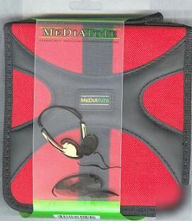 Mediatote cd dvd carrying case holds 24 red