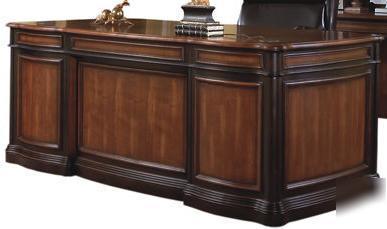 Preston executive home office desk brown two tone ceo