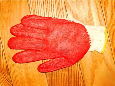 Red rubber coated- work gloves,60PAIRS l,xl,wholesale