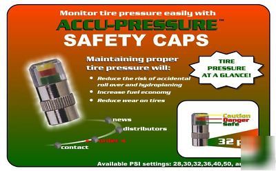 Safety tire gauge pressure monitor valve caps 30 psi