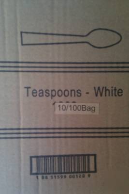 White plastic teaspoons spoons medium - case of 1000 