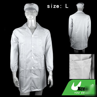 White size l anti-static stripe lab smock coat clothes