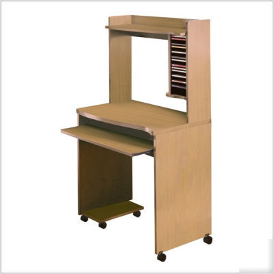 Nexera mobile computer cart in natural maple