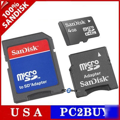 Sandisk 4GB micro memory card with mini & sd adapter 4G